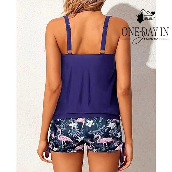Yonique Blouson Boyshort Tankini Swimsuit Size M - Picture 2 of 6